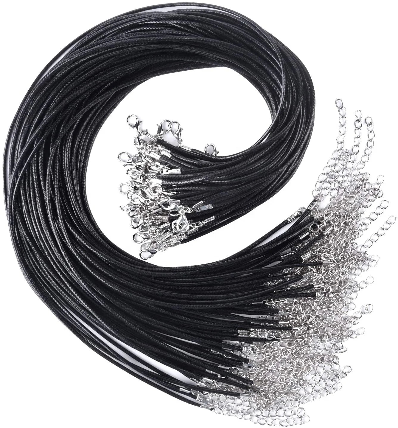 Hot Extender Chain New Custom Length Wholesale 50+5cm Braided Leather Rope Pendant Necklace Cord for Jewelry Making