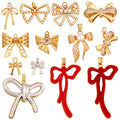 Fashion Bowknot Zircon Pearl Charm Pendant18K Gold Plated Necklace Bracelet DIY Handmade Jewelry Making Accessories Supply K78