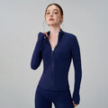 Custom Logo Stand Collar Quick-Drying Yoga Clothes Windproof Warm Tops Women Gym Fitness Running Sports Yoga Jacket With Zipper
