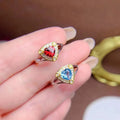 Factory Wholesale S925 Sterling Silver 18k Gold Plated Classic Garnet Wedding Engagement Party Fashion Rings Women