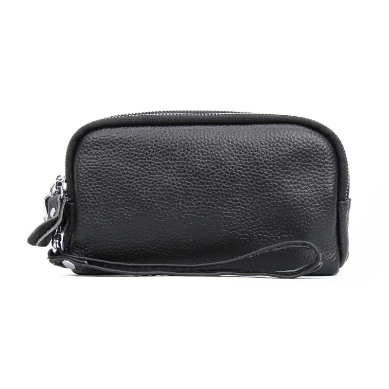 2026 Ladies Real Genuine Leather Women's Three Zippers Big Capacity Clutch Wallet Phone Purse Travel Hand Wallet