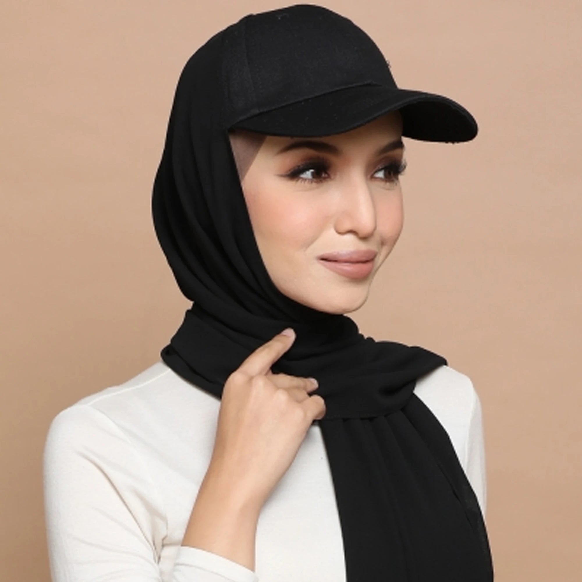 2023 New Fashion Plain Chiffon Hijab Sports Caps Instant Scarf Shawl Muslim Women Baseball Hat for Summer