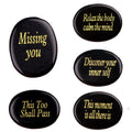 Wholesale Custom Black Obsidian Engraved Craft  Reiki River Stones Carving Inspirational Words As Gifts