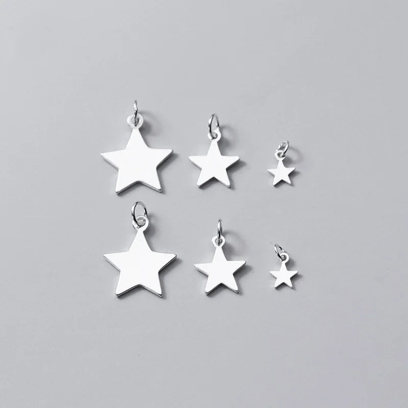 Tiny 4mm 7mm 10mm Sterling Silver Star Charm 925 Silver Star Charms for Jewelry Making Supplies