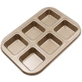 6 Cup Gold Carbon Steel Muffin Cake Pan Nonstick Brownie Bar Pan
