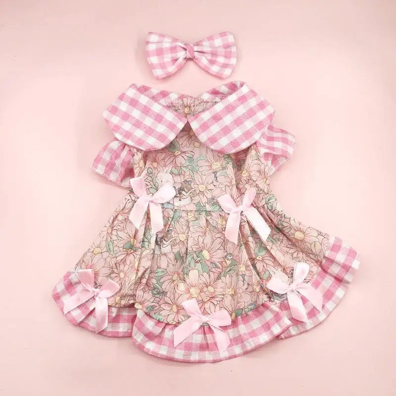 2026 New Trendy Spring Summer Princess Dog Dress Print Polyester Puppy Skirt Classic Design Pet Floral Skirt Costume