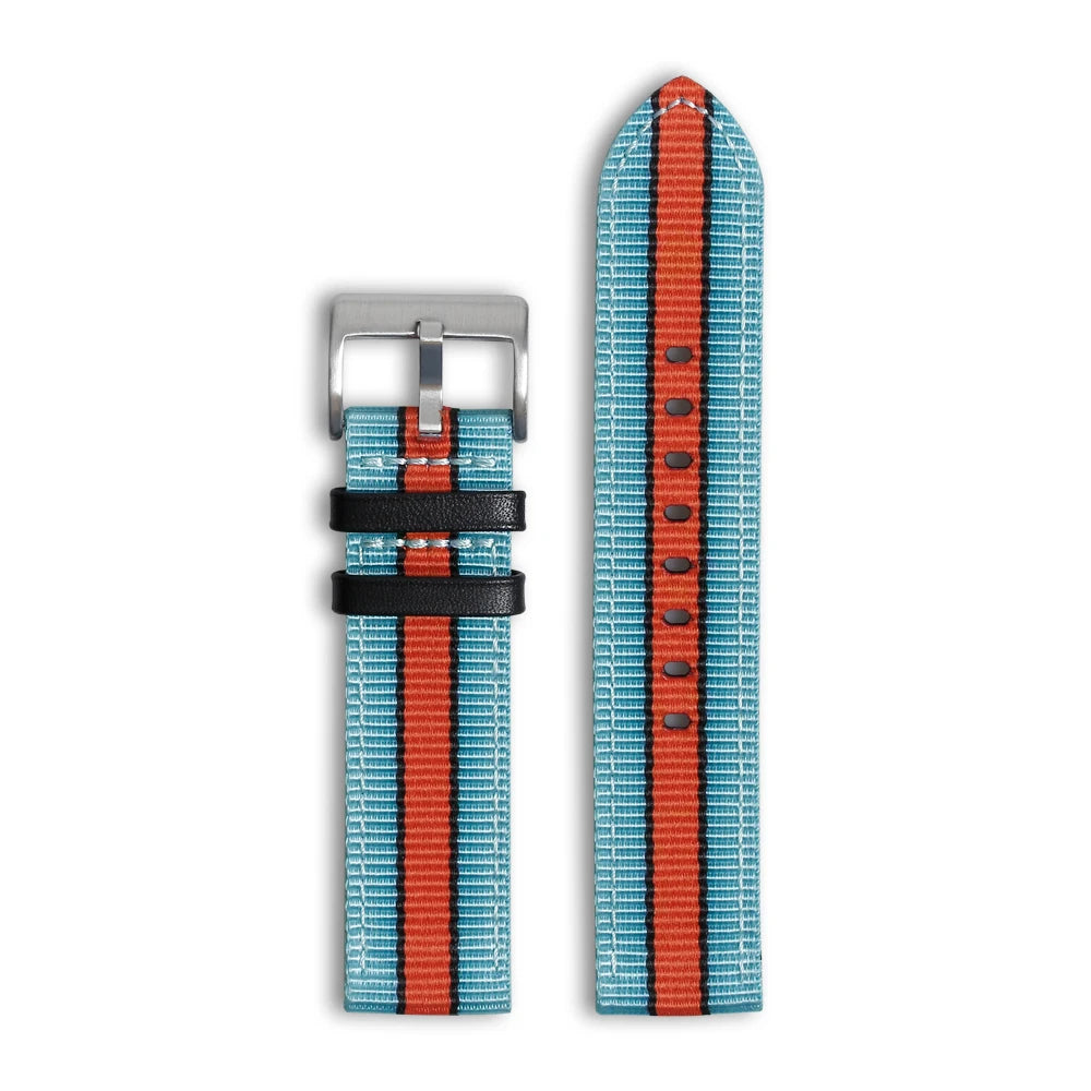 Two Piece of Nylon&Leather Watch Band Quick Release 20/22 mm Woven Fabric Watch Strap Accessories Nylon Striped Wristband
