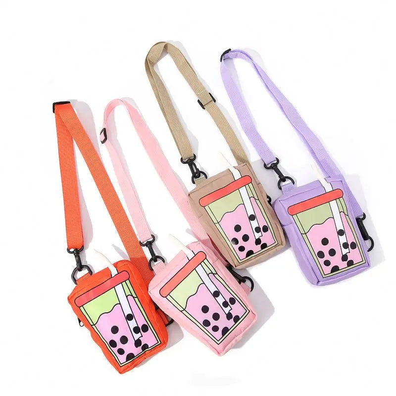 Creative Adorable Children's Messenger Bag Custom Cute Milk Tea Cup Design Mini Coin Purse Handbags