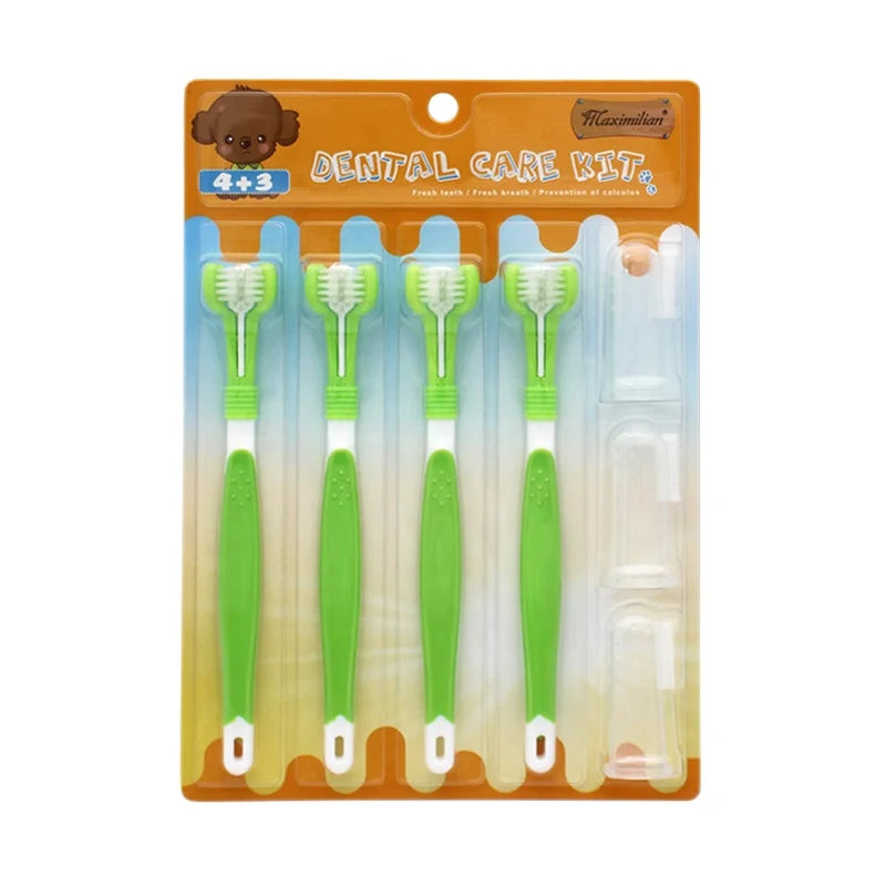 Factory Wholesale Blister Card Packaging 7 in 1 Cat Dental Care Dog Pet Toothbrush Set