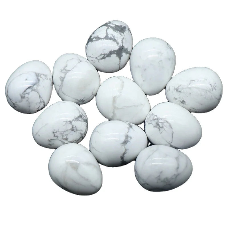 HZ Wholesale Bulk Natural Polished Crystal Howlite Stones Egg Shape Stone for Healing