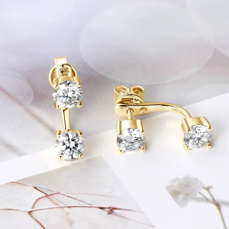 High-Grade Light Luxury S925 Sterling Silver Moissanite Earrings Gold Plated Featuring Main for Weddings
