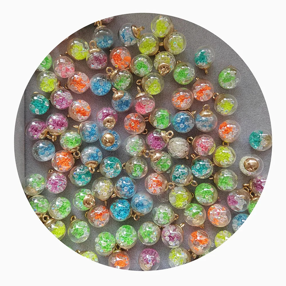 100Pcs Colorful Luminous Transparent Glass Ball Charms Plastic Gems Pendant Earring for Jewelry Making DIY Necklace Accessory