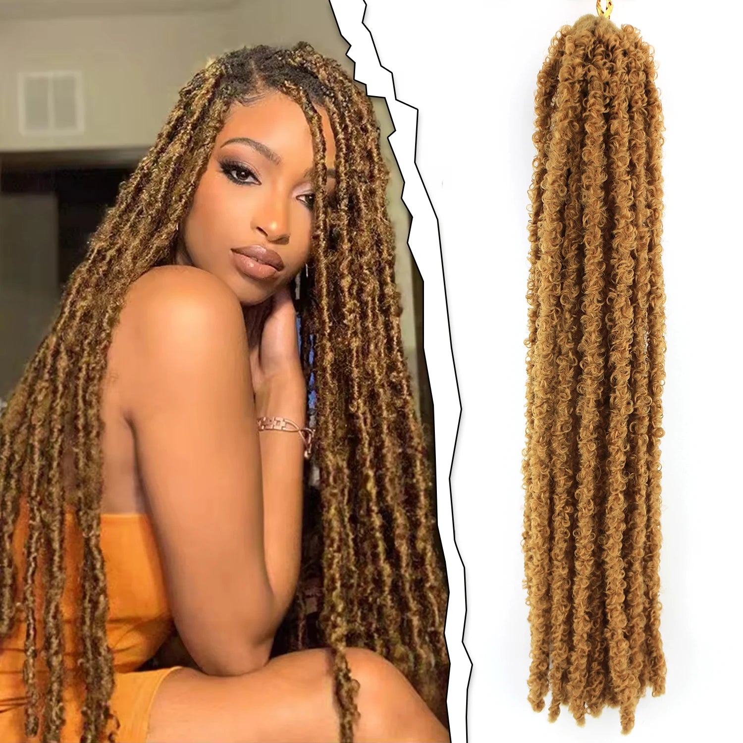24 36 Inch Butterfly Locs Crochet Hair Pre-looped Distressed Soft Faux Locs Black Synthetic Crochet Braids Locs for Afro Women
