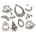 20pcs Antique Silver Plated Multi-Styles Vintage Flower Retro Connector Charm Pendant DIY Necklace Jewelry Findings Accessories