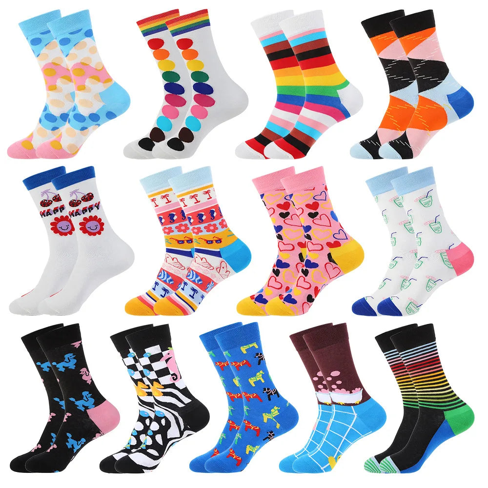 Zhejiang Novelty Men's in Tube Socks Customised Cartoon White Polk Dotted Socks for Teen Girls Boys