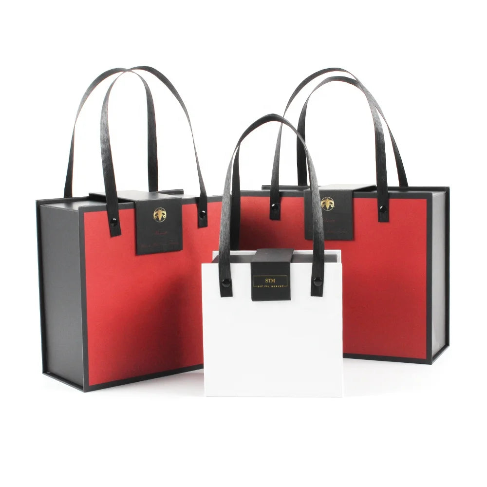 Luxury Custom Logo Cardboard Gift Box With Handles for Clothing Underwear and Socks Packaging with UV Advantage