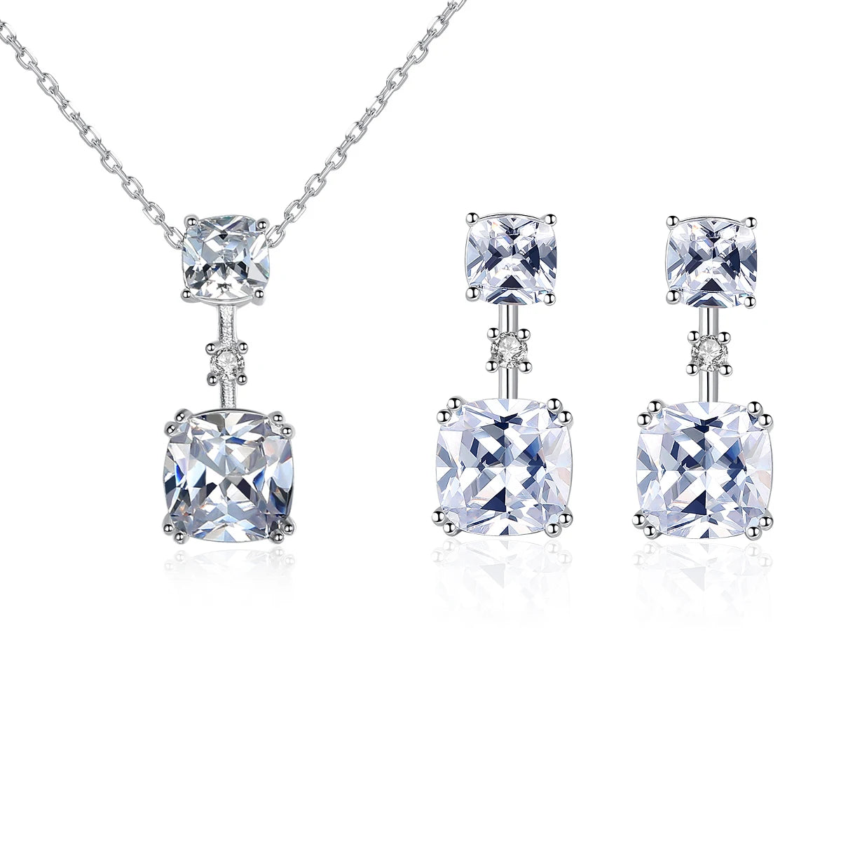 CZCITY Aaa Cubic Zirconia Earring Necklace Silver Woman Jewellery Pendant Drop Cz Jewelry Set