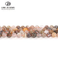 JD GEMS Semi Precious Finished Quartz Gemstone 6/8/10mm Natural Melaleuca Ghost Quartz Loose Spacer Beads for Jewelry Making