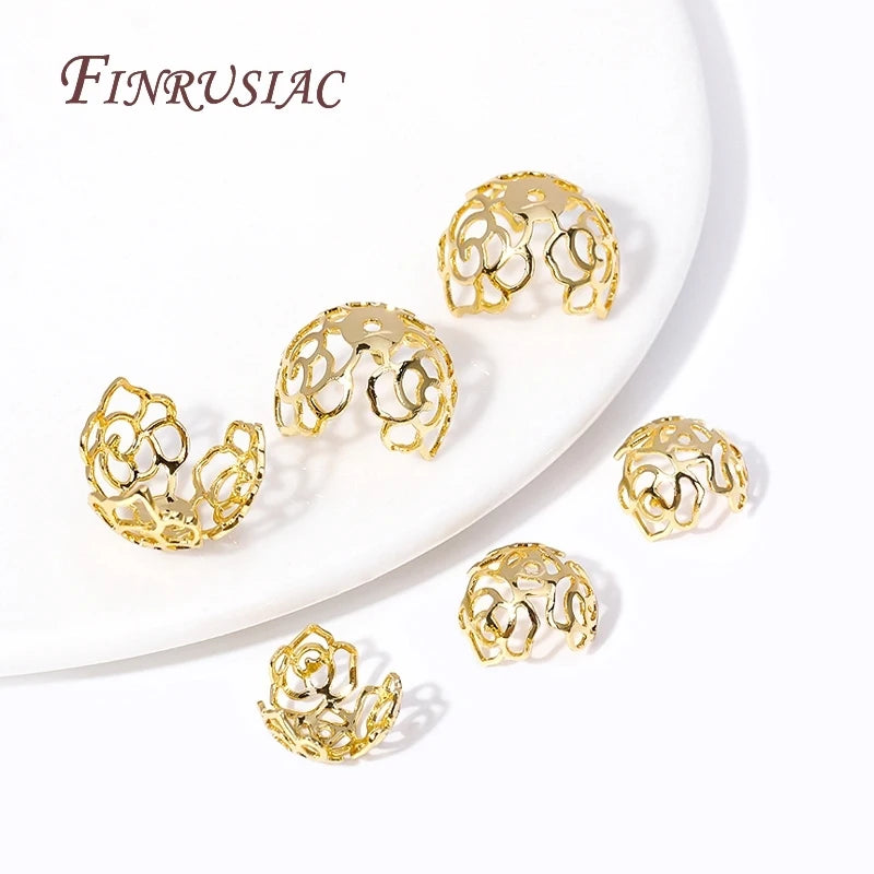 18K Gold Plated 12/16MM Large Beads Caps High Quality Filigree Bead Cap for DIY Handmade Jewelry Jewelry Findings Components
