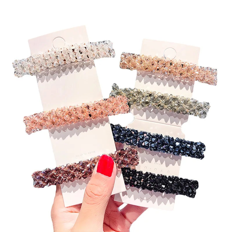 Fashion Custom Crystal Women Hair Accessories Clips  New Elegant Shining Crystal Barrettes Hairclip Women Hairpins