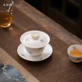 Hand Painted Phalaenopsis Ceramic Gaiwan Teacup Tea Making Device Kung Fu Tea Set Anti-scald Household Tea Bowl