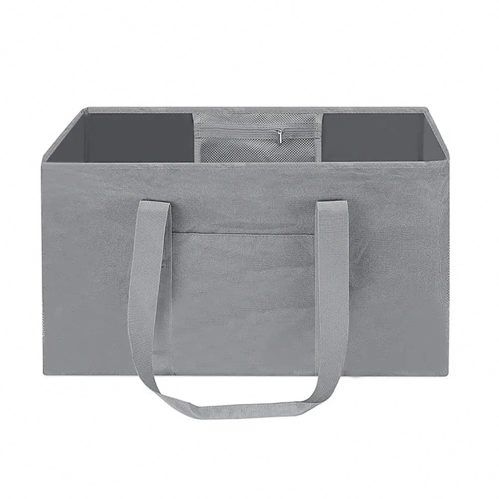Folding Large Capacity Polyester Tote Bag Shopping Moving Organizer with Big Mesh Pocket