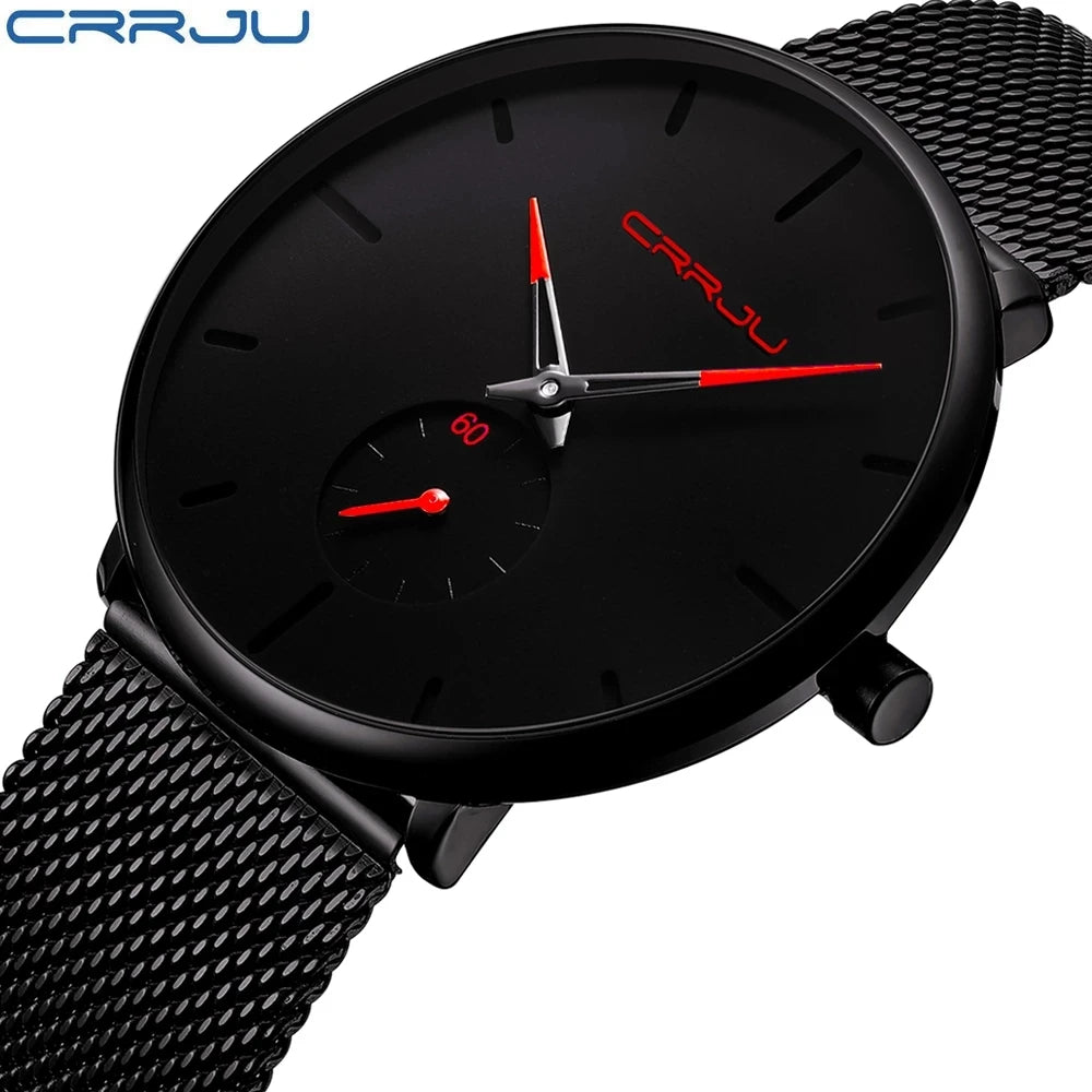 CRRJU 2150 Fashion Mens Watches Top New Luxury Quartz Watch Men Casual Slim Mesh Waterproof Sport Watch Relogio Masculino