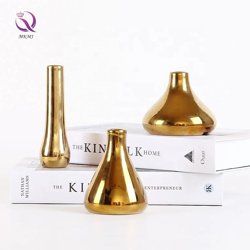 New Simple Nordic Desktop Ornaments Creative Ceramic Vase Home Bedroom Decoration Golden Vases