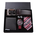 Leisure Trend Versatile Quartz Watch+belt+wallet+cuffs+tie (5pcs/set) Wholesale Man Watch Gift Set