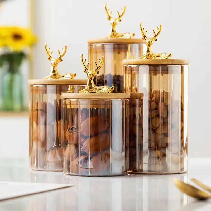 Custom Large Country Style Kitchen Food Spice High Borosilicate Glass Container Storage Jars With Lids