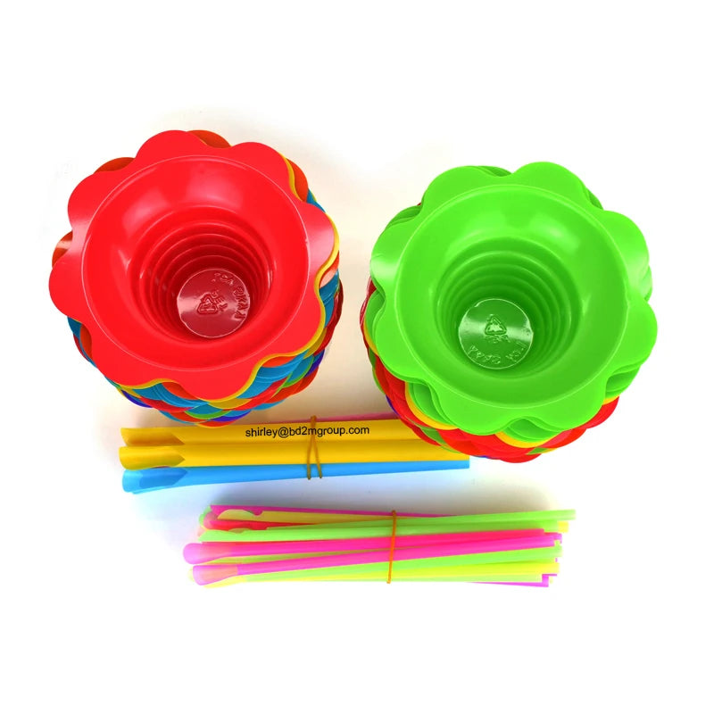 Colorful 8 oz Flower Cups Shave Ice  PET Plastic Flower Cups for Shave Ice Cups Disposable