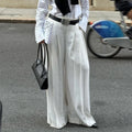 Enyami Custom Wholesale Boutique High Waist Fashion Clothing Pleated Suit Pants Button Casual Loose Fit Women Trousers