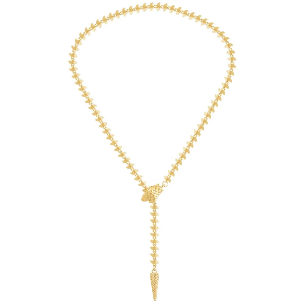 18K Gold-Plated Titanium Steel Pull-Out Y Snake Collarbone Chain Personalized Fashion Style Necklace