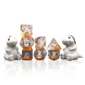 7pcs Bulk Resin Round Edge Dnd Dice Sets 12 Faces Dnd Crystal Grayish blue T-Rex Cice