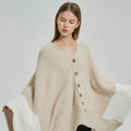 RNS Soft Hot Sale Microfiber Button Knitted Women Poncho Shawl Cape Fleece Blanket