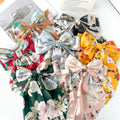 MIO Vintage Flower Print Big Hair Clip Ribbon Hair Bow Clip Fashion Satin Hair Accessories Non slip Alloy Spring Clips for Women