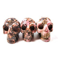 HY 2 Inch Rhodonite jasper Natural Carved Stone Healing Stone Skulls Crafts