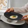 Commercial Ceramics French Style Oval Ceramic Dinner Plate Dinnerware Pizza Salad Plate for Hotel Restaurant
