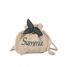 New Design Summer Beach Girls Straw Bucket Small Classic Straw Crossbody Bag Women's Beach Tote Bags Boho Chic Woven Straw Tote