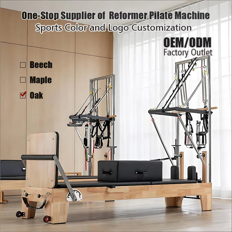 Promotional Durable Portable Oak Wood Pilates Reformer Half Tower White Maple Core Training Bed for Pilates Studio