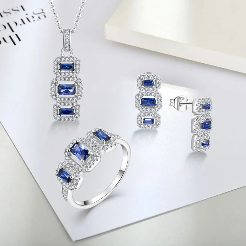 Yh Jewellery Custom Oem Luxury Wedding Women 925 Silver Cubic Zirconia Round Fine Jewelry Necklace Earrings Rings Jewelry Sets