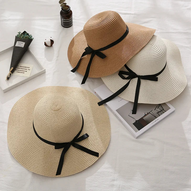 Wholesale Fashion Character Beach Hat Colorful Elegant Adult Women Sun Brim Large Floppy Summer Outdoor Casual