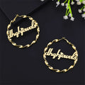 New nameplate Bamboo Earring Beautiful Large Circle Gold Bamboo Big Hoop Earrings
