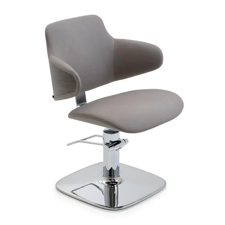 Modern Dark Brown Cross Back Chair Hair Stylist Salon Furniture Styling Chair Stainless Steel Base Height Adjustable Workshop