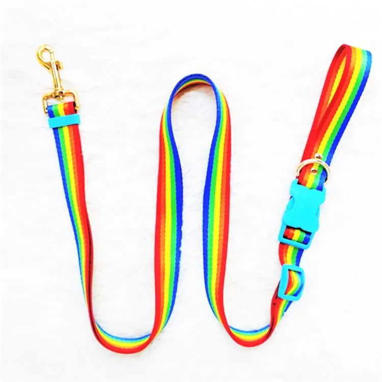 Wholesale Designer Nylon rainbow Dog Collar and Leash