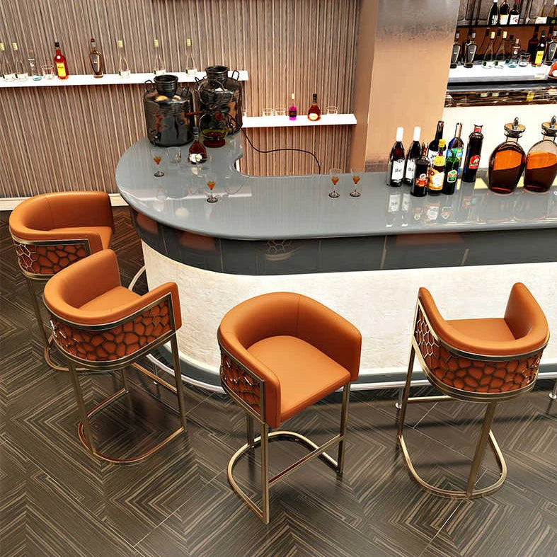 Nordic Modern Bar Furniture Simple Luxury Home Foreground Backrest High Stool Metal High Bar Chair