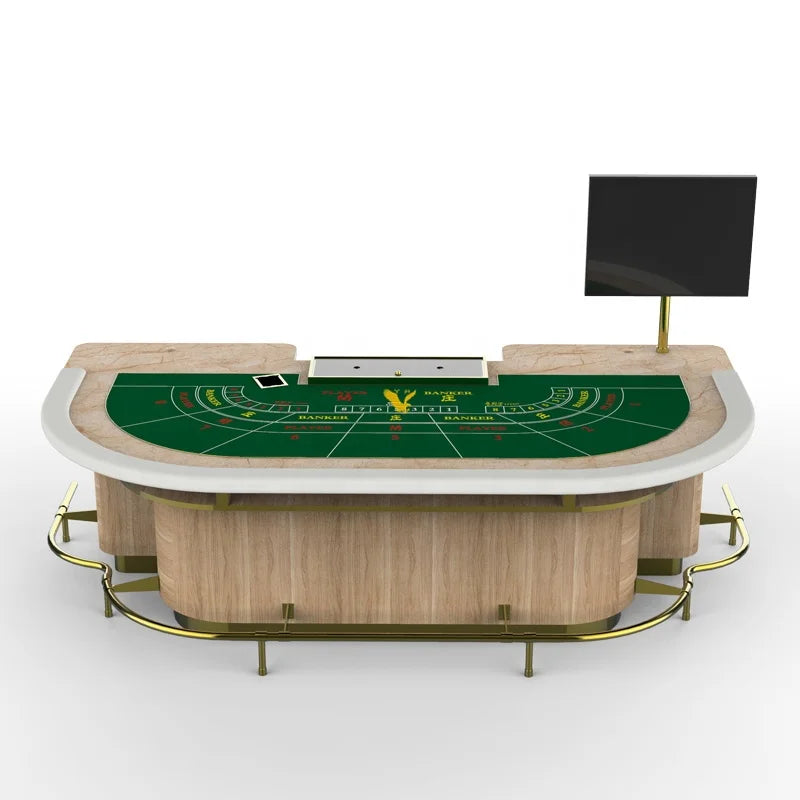 YH 96inch Luxury Baccarat & Poker Table with Dealer Tray Metal/Wood/Leather Construction YingHang Brand 3-Piece Combo Set