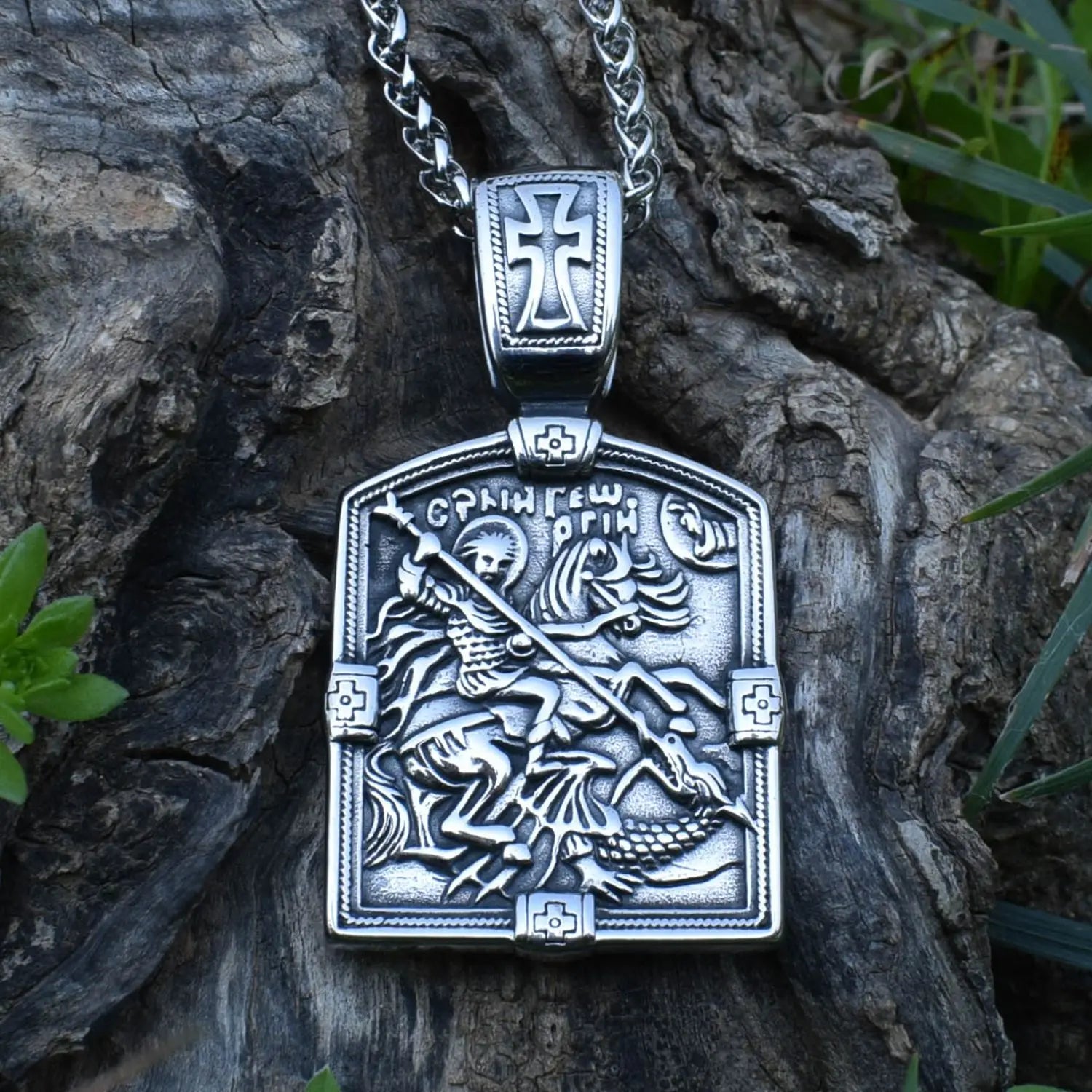 Vintage Stainless Steel Cross Knight Sign Pendant Necklace Fashion Jewelry for Women Men Gift