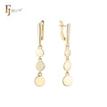 FJ Fallon Fashion Jewelry Three Polished Discs Drop Clip-On Earrings Plated in 14K Gold Brass Based