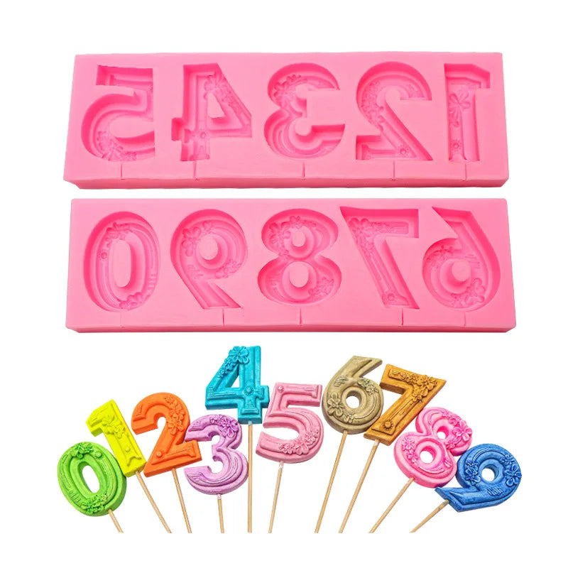 Silicone Number 0-9 3D Embossed Fondant Chocolate Cupcake Topper Mould